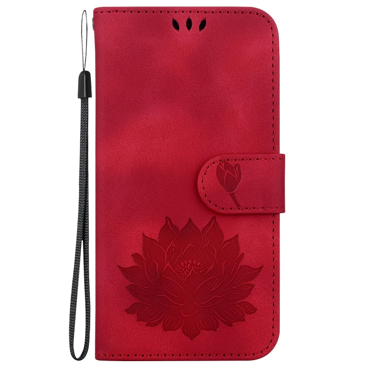 For Google Pixel 9 Lotus Embossed Leather Phone Case(Red) - Google Cases by buy2fix | Online Shopping UK | buy2fix