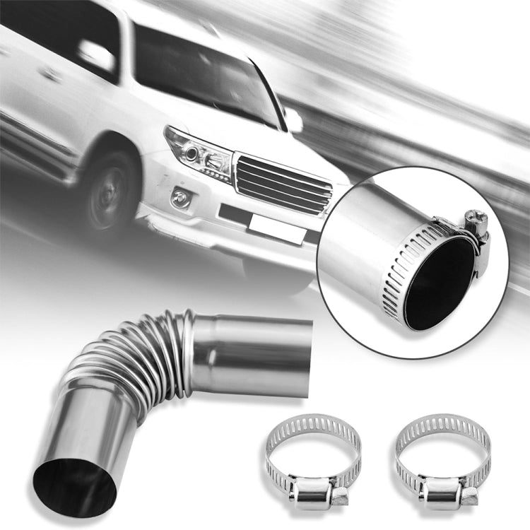 Car Parking Heater 13cm Elbow Stainless Steel Threaded Exhaust Tube Connector(Silver) - Engine Fittings by buy2fix | Online Shopping UK | buy2fix