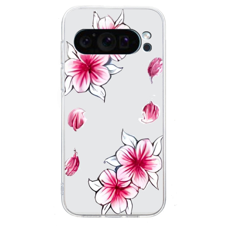 For Google Pixel 9 Colored Drawing Pattern Transparent TPU Phone Case(Sakura) - Google Cases by buy2fix | Online Shopping UK | buy2fix