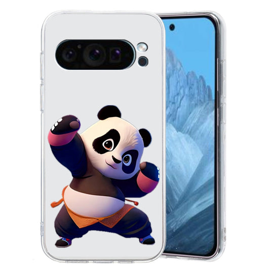 For Google Pixel 9 Colored Drawing Pattern Transparent TPU Phone Case(Panda) - Google Cases by buy2fix | Online Shopping UK | buy2fix