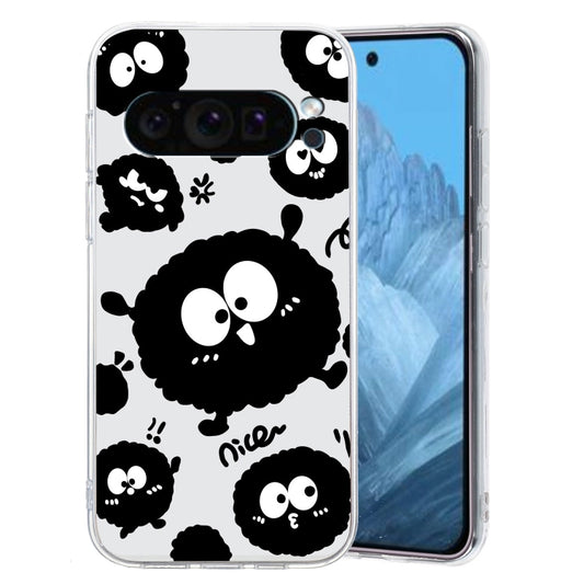 For Google Pixel 9 Colored Drawing Pattern Transparent TPU Phone Case(Black Eye) - Google Cases by buy2fix | Online Shopping UK | buy2fix