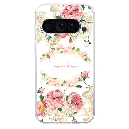 For Google Pixel 9 Colored Drawing Pattern Transparent TPU Phone Case(Rose) - Google Cases by buy2fix | Online Shopping UK | buy2fix