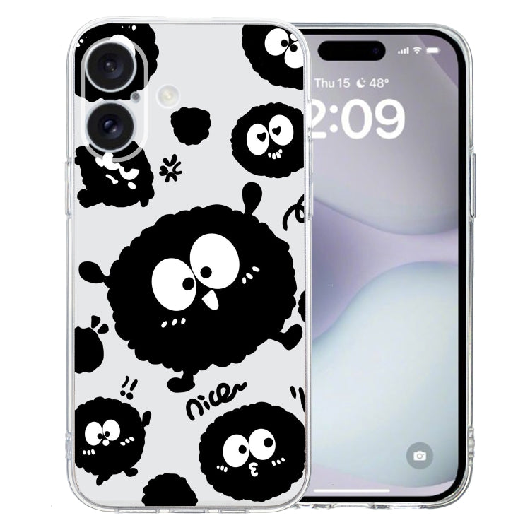 For iPhone 16 Plus Colored Drawing Pattern Transparent TPU Phone Case(Black Eye) - iPhone 16 Plus Cases by buy2fix | Online Shopping UK | buy2fix