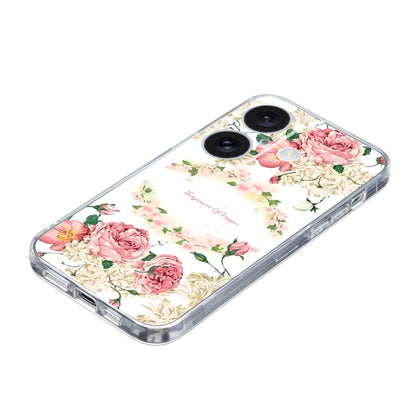 For iPhone 16 Plus Colored Drawing Pattern Transparent TPU Phone Case(Rose) - iPhone 16 Plus Cases by buy2fix | Online Shopping UK | buy2fix