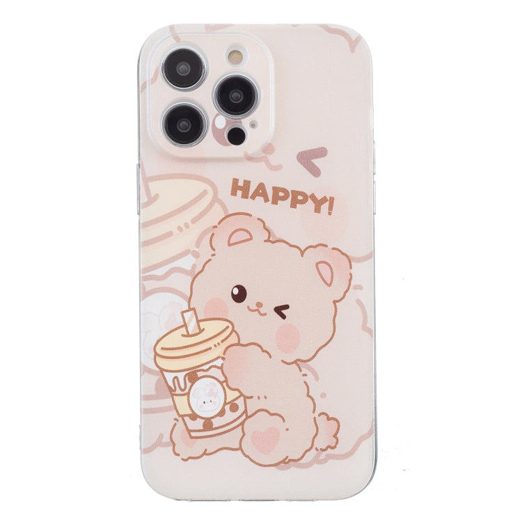 For iPhone 16 Pro Max Colored Drawing Pattern Transparent TPU Phone Case(Bear) - iPhone 16 Pro Max Cases by buy2fix | Online Shopping UK | buy2fix