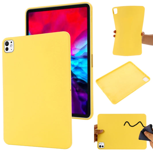 For iPad Pro 11 2024 Pure Color Liquid Silicone Shockproof Tablet Case(Yellow) - iPad Pro 11 2024 Cases by buy2fix | Online Shopping UK | buy2fix