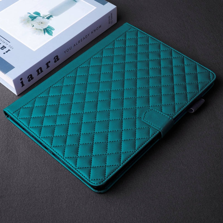 For Samsung Galaxy Tab S6 Lite 2024 Rhombus Lattice Leather Tablet Case(Dark Green) - Tab S6 Lite P610 / P615 by buy2fix | Online Shopping UK | buy2fix