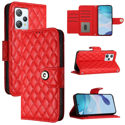 For Blackview A53 Rhombic Texture Flip Leather Phone Case with Lanyard(Red) - More Brand by buy2fix | Online Shopping UK | buy2fix