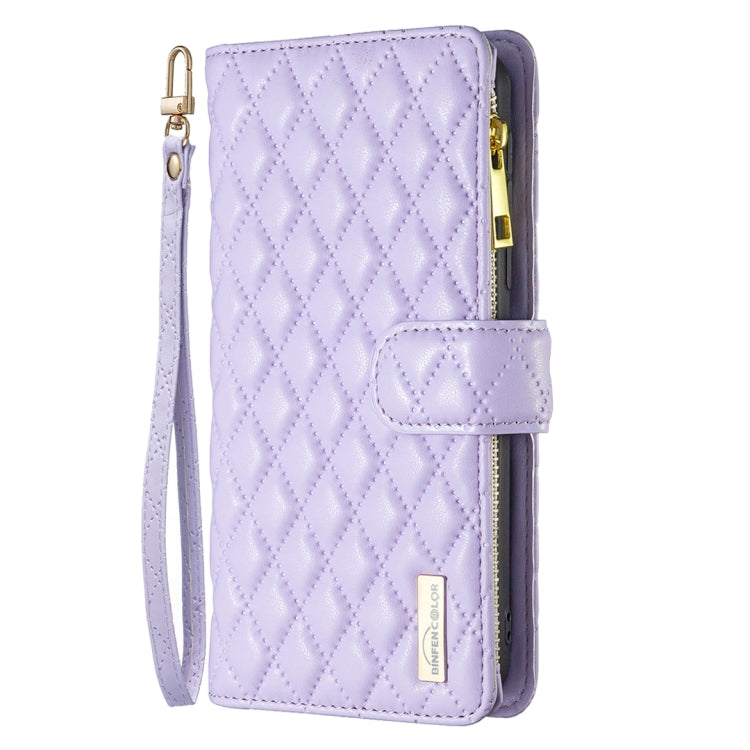 For Samsung Galaxy S25 Ultra 5G Diamond Lattice Zipper Wallet Leather Flip Phone Case(Purple) - Galaxy S25 Ultra 5G Cases by buy2fix | Online Shopping UK | buy2fix