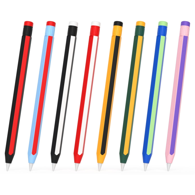 For Apple Pencil 2 / Pencil Pro Colorful Pencil Style Stylus Silicone Protective Case(Red White) - Pencil Accessories by buy2fix | Online Shopping UK | buy2fix