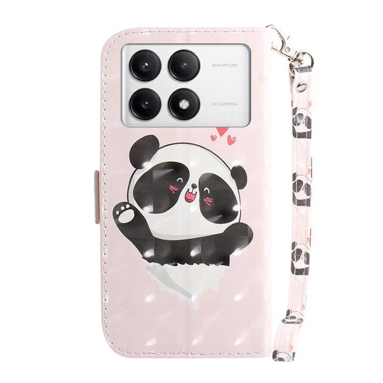 For Xiaomi Redmi K70 Pro / K70 3D Colored Flip Leather Phone Case(Heart Panda) - K70 Cases by buy2fix | Online Shopping UK | buy2fix