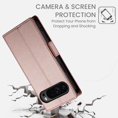 For Google Pixel 9 Pro Side Buckle Magnetic Frosted Leather Phone Case(Rose Gold) - Google Cases by buy2fix | Online Shopping UK | buy2fix