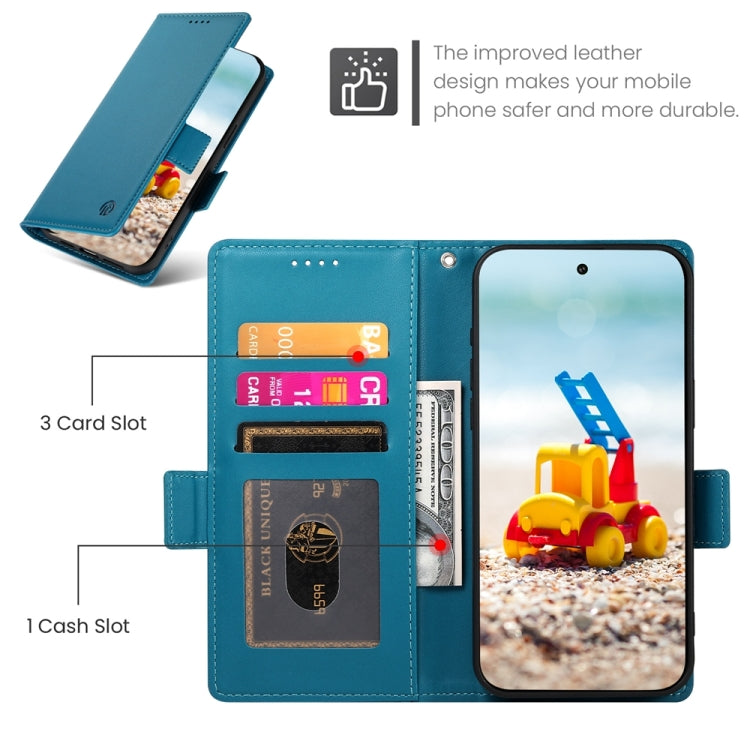 For Google Pixel 9 Pro Side Buckle Magnetic Frosted Leather Phone Case(Blue) - Google Cases by buy2fix | Online Shopping UK | buy2fix