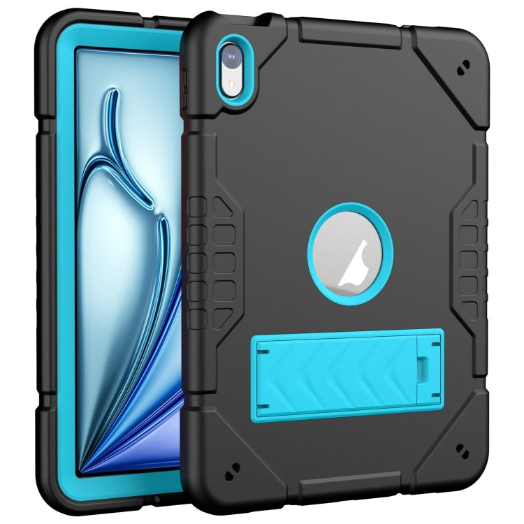 For iPad Air 11 2024 Armor Holder Silicone Hybrid PC Tablet Case(Black Blue) - iPad Air 11 2024 Cases by buy2fix | Online Shopping UK | buy2fix