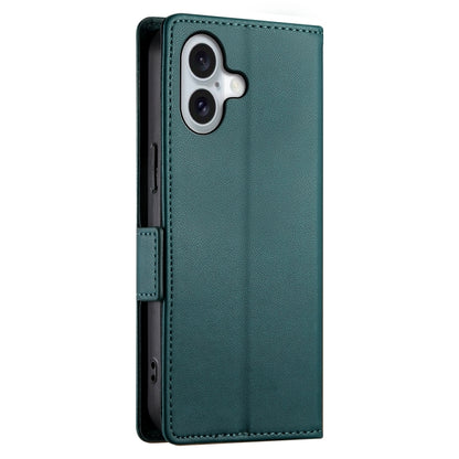 For iPhone 16 Side Buckle Magnetic Frosted Leather Phone Case(Dark Green) - iPhone 16 Cases by buy2fix | Online Shopping UK | buy2fix