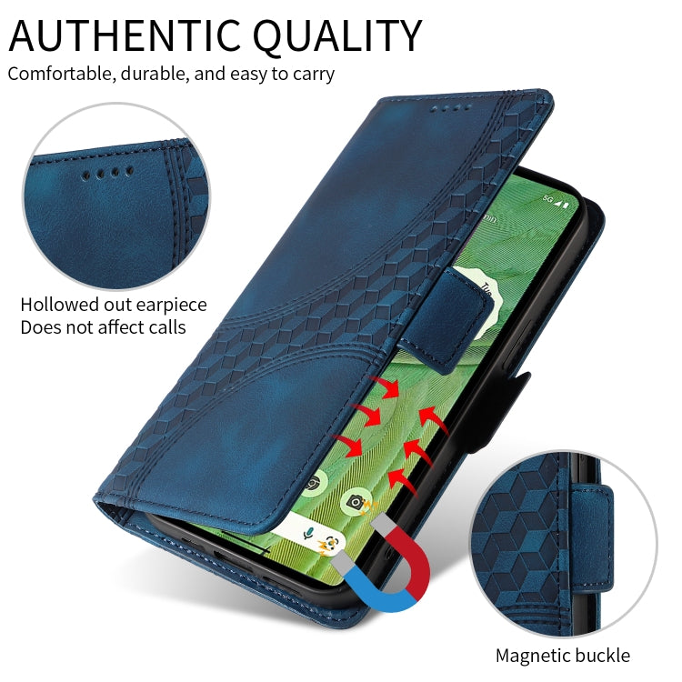 For Google Pixel 9 / 9 Pro Embossed Rhombus Starry Leather Phone Case(Blue) - Google Cases by buy2fix | Online Shopping UK | buy2fix