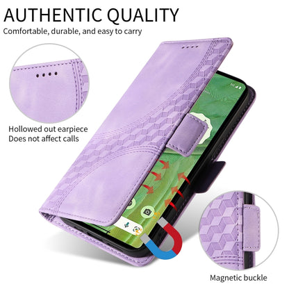 For Google Pixel 9 Pro XL Embossed Rhombus Starry Leather Phone Case(Purple) - Google Cases by buy2fix | Online Shopping UK | buy2fix