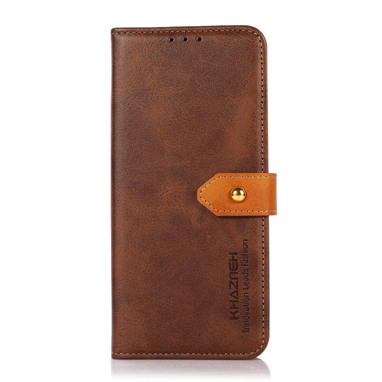 For Samsung Galaxy S25 Ultra 5G KHAZNEH Dual-color Cowhide Texture Flip Leather Phone Case(Brown) - Galaxy S25 Ultra 5G Cases by buy2fix | Online Shopping UK | buy2fix