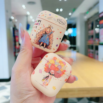 For AirPods 2 / 1 Girl Pattern Earbuds Box Frosted TPU Case(Flower) - For AirPods 1/2 by buy2fix | Online Shopping UK | buy2fix