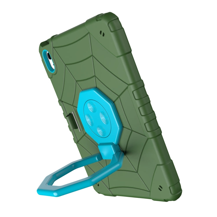 For iPad Air 11 2024 Spider Turntable Handle Stress Relief Tablet Case(Army Green Blue) - iPad Air 11 2024 Cases by buy2fix | Online Shopping UK | buy2fix