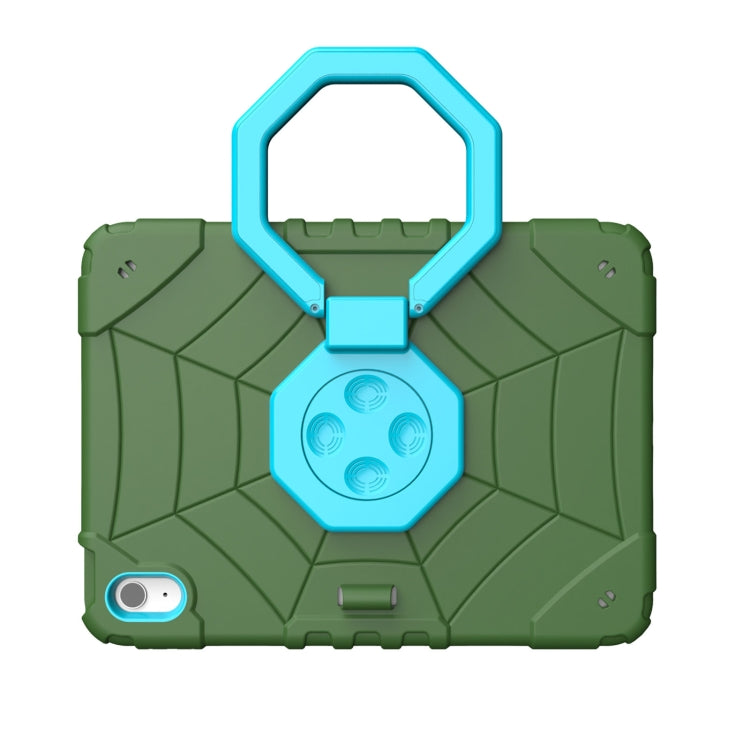 For iPad Air 11 2024 Spider Turntable Handle Stress Relief Tablet Case(Army Green Blue) - iPad Air 11 2024 Cases by buy2fix | Online Shopping UK | buy2fix