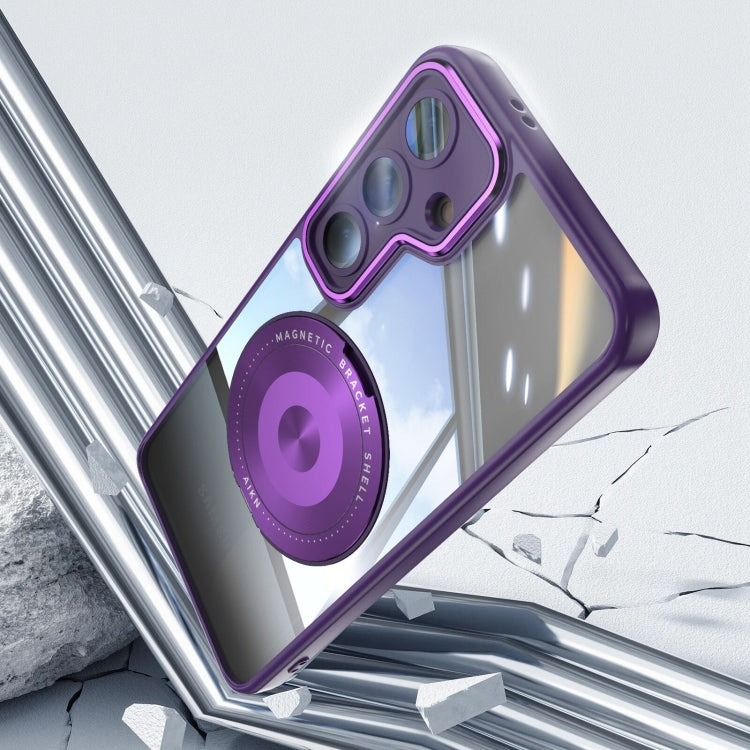 For Samsung Galaxy S25+ 5G 360 Holder MagSafe Acrylic Hybrid TPU Phone Case(Purple) - Galaxy S25+ 5G Cases by buy2fix | Online Shopping UK | buy2fix