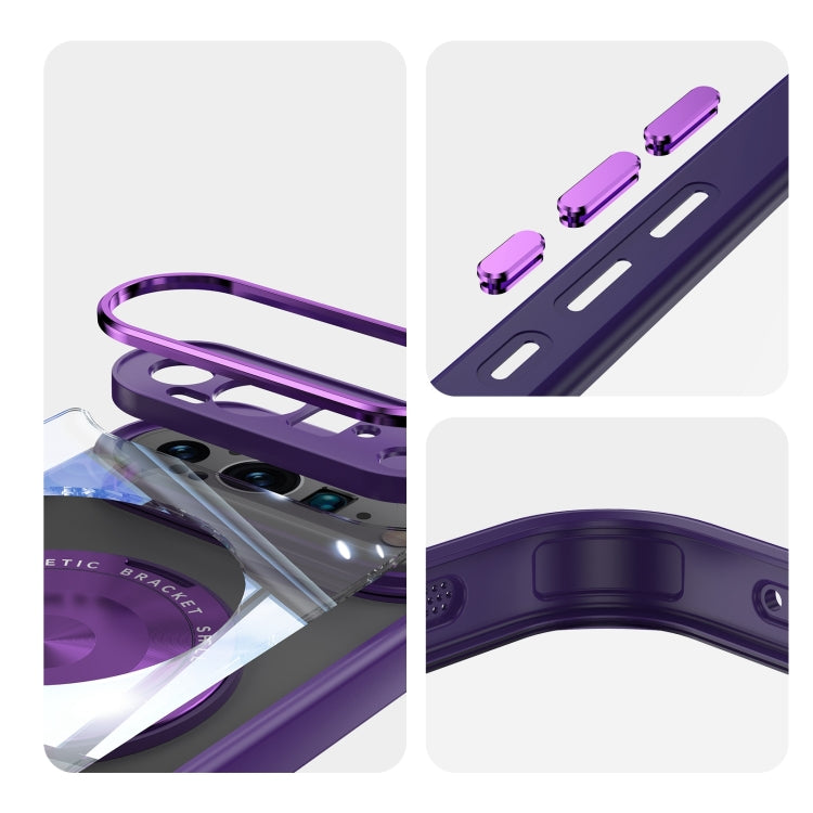 For Google Pixel 9 / 9 Pro 360 Holder Magsafe Acrylic Hybrid TPU Phone Case(Purple) - Google Cases by buy2fix | Online Shopping UK | buy2fix