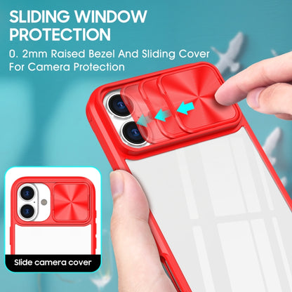 For iPhone 16 Pro Sliding Camshield Acrylic Hybrid TPU Phone Case(Red) - iPhone 16 Pro Cases by buy2fix | Online Shopping UK | buy2fix