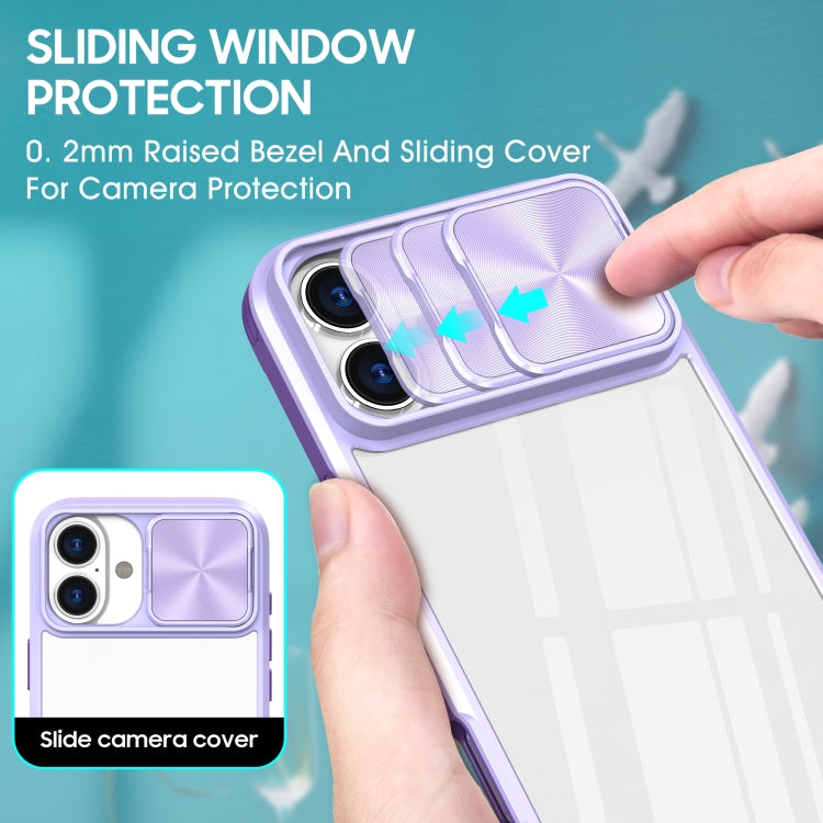 For iPhone 16 Pro Sliding Camshield Acrylic Hybrid TPU Phone Case(Purple) - iPhone 16 Pro Cases by buy2fix | Online Shopping UK | buy2fix