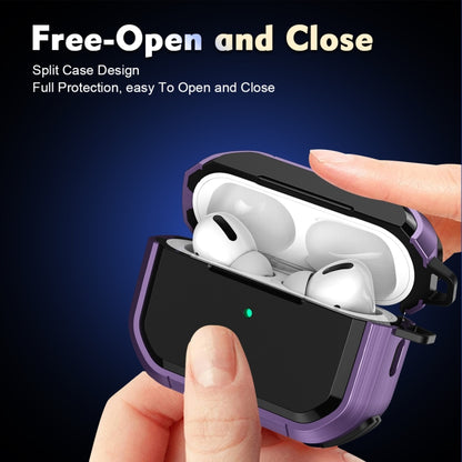 For AirPods Pro / Pro 2 Armor TPU + PC Earbuds Box Protective Case with Metal Buckle(Lavender) - For AirPods Pro 2 by buy2fix | Online Shopping UK | buy2fix