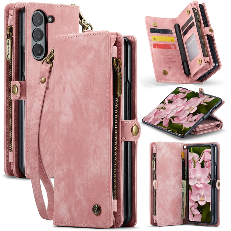 For Samsung Galaxy Z Fold6 5G CaseMe 008 Multifunctional Zipper Wallet Leather Phone Case with Lanyard(Pink) - Galaxy Z Fold6 5G Cases by CaseMe | Online Shopping UK | buy2fix