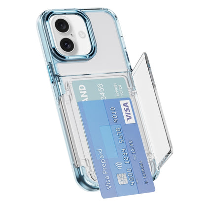 For iPhone 16 Plus Card Holder Acrylic Hybrid TPU Phone Case(Transparent Blue) - iPhone 16 Plus Cases by buy2fix | Online Shopping UK | buy2fix