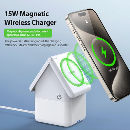 DUZZONA W20 4 in 1 15W Magnetic Wireless Charger Station(White) - Wireless Charger by DUZZONA | Online Shopping UK | buy2fix