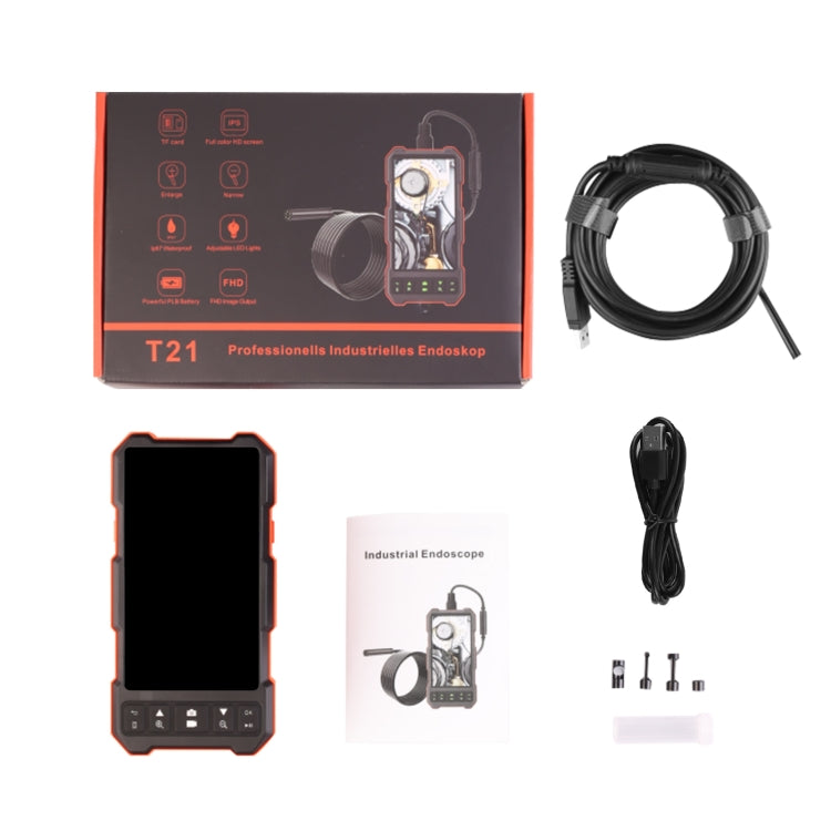 T21 4.5 inch IPS Color Screen 7.9mm Triple Camera Split Hard Cable Industrial Endoscope, Length:3.5m(Black Red) -  by buy2fix | Online Shopping UK | buy2fix