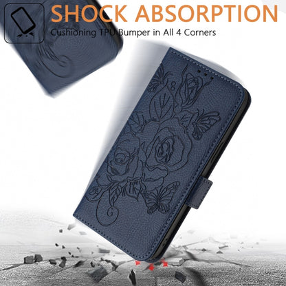 For Blackview Shark 8 Embossed Rose RFID Anti-theft Leather Phone Case(Dark Blue) - More Brand by buy2fix | Online Shopping UK | buy2fix