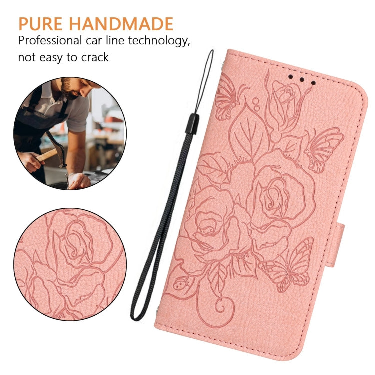 For Google Pixel 9 Pro XL Embossed Rose RFID Anti-theft Leather Phone Case(Pink) - Google Cases by buy2fix | Online Shopping UK | buy2fix