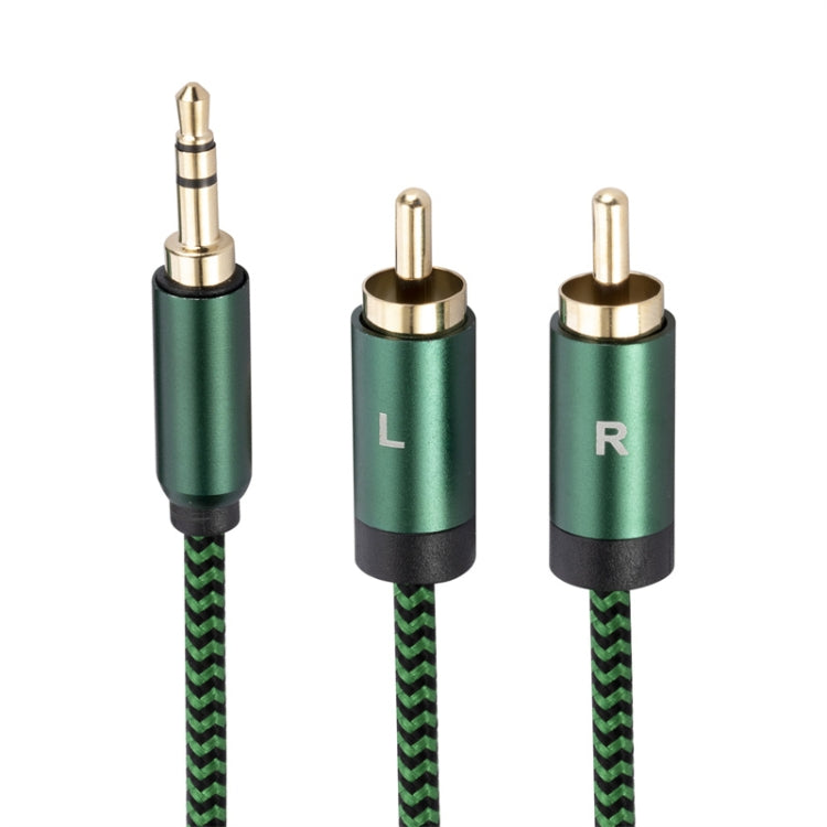 3.5mm Male to 2 RCA Male Audio Cable Amplifier Connector, Length:1m(Green) - RCA Cable by buy2fix | Online Shopping UK | buy2fix