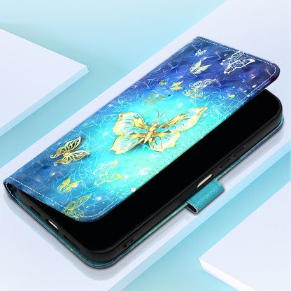 For Samsung Galaxy S25 Ultra 5G 3D Painting Horizontal Flip Leather Phone Case(Golden Butterfly) - Galaxy S25 Ultra 5G Cases by buy2fix | Online Shopping UK | buy2fix