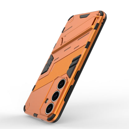 For Samsung Galaxy S25+ 5G Punk Armor 2 in 1 PC + TPU Shockproof Phone Case with Invisible Holder(Orange) - Galaxy S25+ 5G Cases by buy2fix | Online Shopping UK | buy2fix