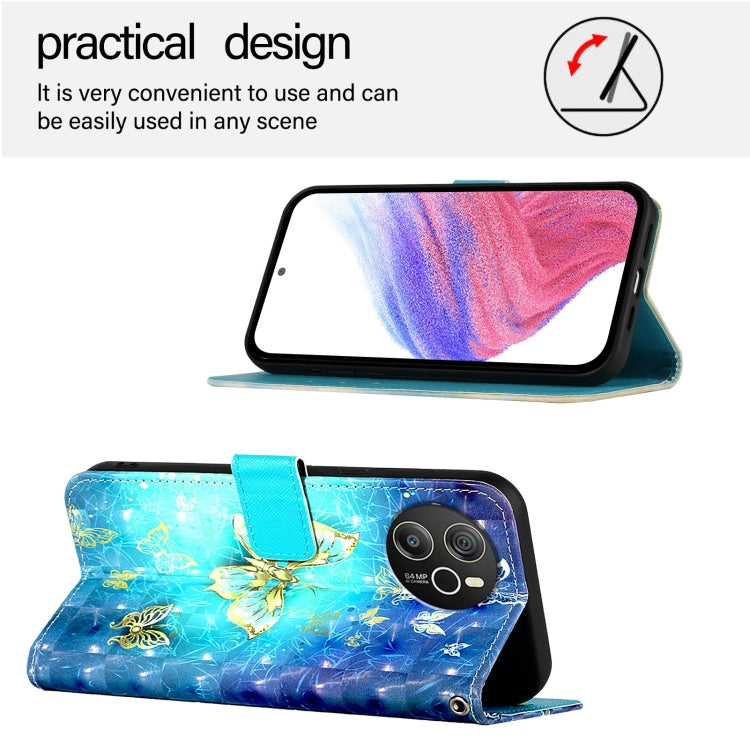 For Blackview Shark 8 3D Painting Horizontal Flip Leather Phone Case(Golden Butterfly) - More Brand by buy2fix | Online Shopping UK | buy2fix