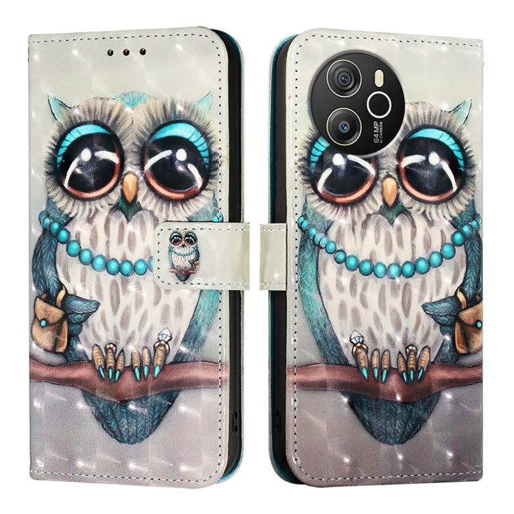 For Blackview Shark 8 3D Painting Horizontal Flip Leather Phone Case(Grey Owl) - More Brand by buy2fix | Online Shopping UK | buy2fix