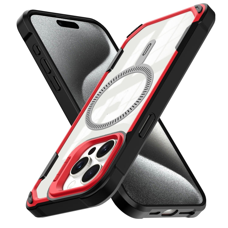 For iPhone 16 Plus Transparent Acrylic MagSafe Lens Holder Phone Case(Red) - iPhone 16 Plus Cases by buy2fix | Online Shopping UK | buy2fix