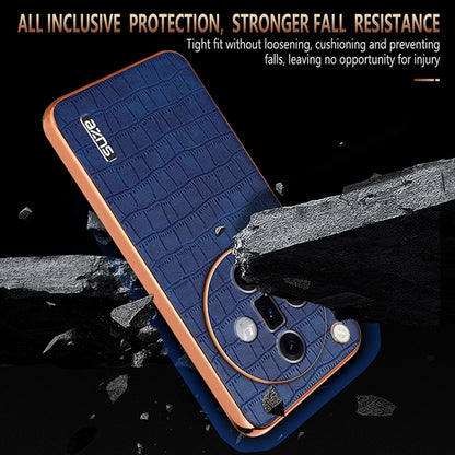 For OPPO Find X7 AZNS Electroplated Frame Crocodile Texture Full Coverage Phone Case(Blue) - Find X7 Cases by AZNS | Online Shopping UK | buy2fix