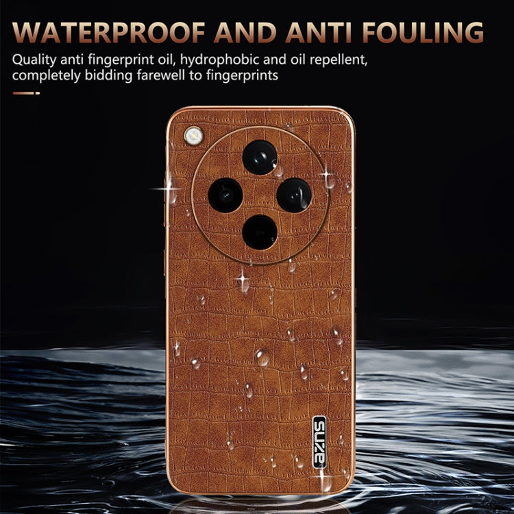 For OPPO Find X8 AZNS Electroplated Frame Crocodile Texture Full Coverage Phone Case(Black) - Find X8 Cases by AZNS | Online Shopping UK | buy2fix