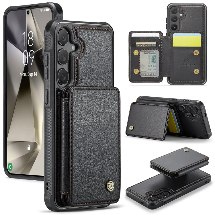 For Samsung Galaxy S24 5G JEEHOOD J05 Business Magnetic Style RFID Leather Phone Case(Black) - Galaxy S24 5G Cases by JEEHOOD | Online Shopping UK | buy2fix