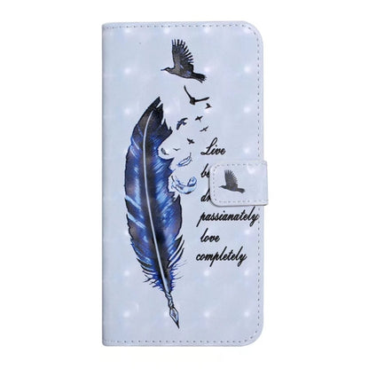 For Samsung Galaxy S25 5G Oil Embossed 3D Drawing Leather Phone Case(Blue Feather) - Galaxy S25 5G Cases by buy2fix | Online Shopping UK | buy2fix