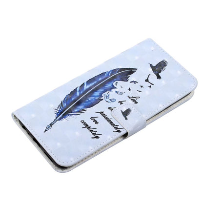 For Samsung Galaxy S25 5G Oil Embossed 3D Drawing Leather Phone Case(Blue Feather) - Galaxy S25 5G Cases by buy2fix | Online Shopping UK | buy2fix