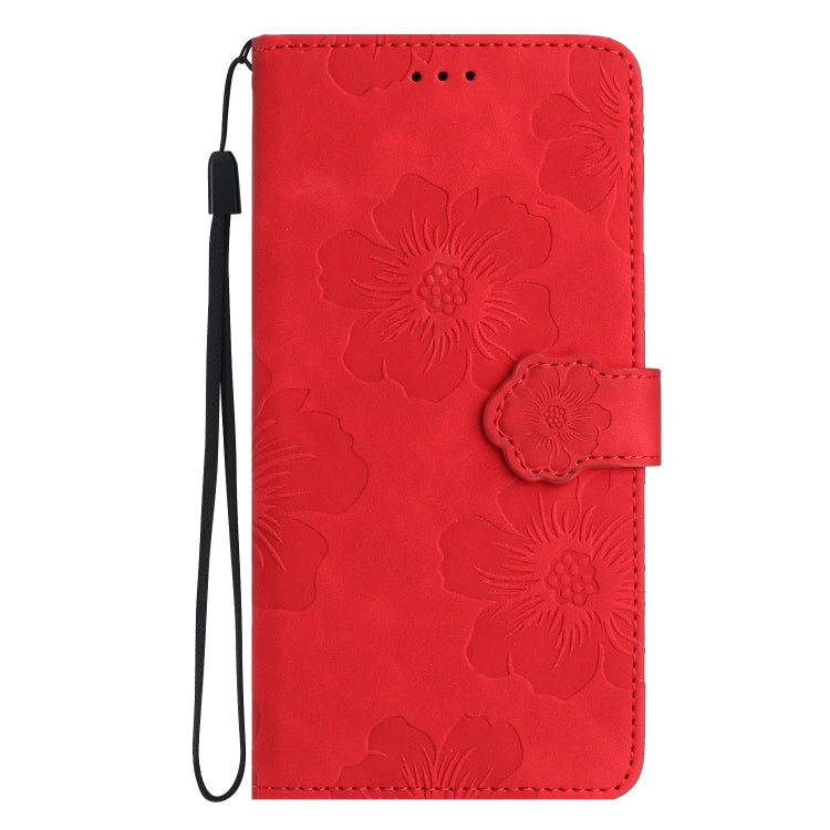 For Samsung Galaxy S25 5G Flower Embossing Pattern Leather Phone Case(Red) - Galaxy S25 5G Cases by buy2fix | Online Shopping UK | buy2fix