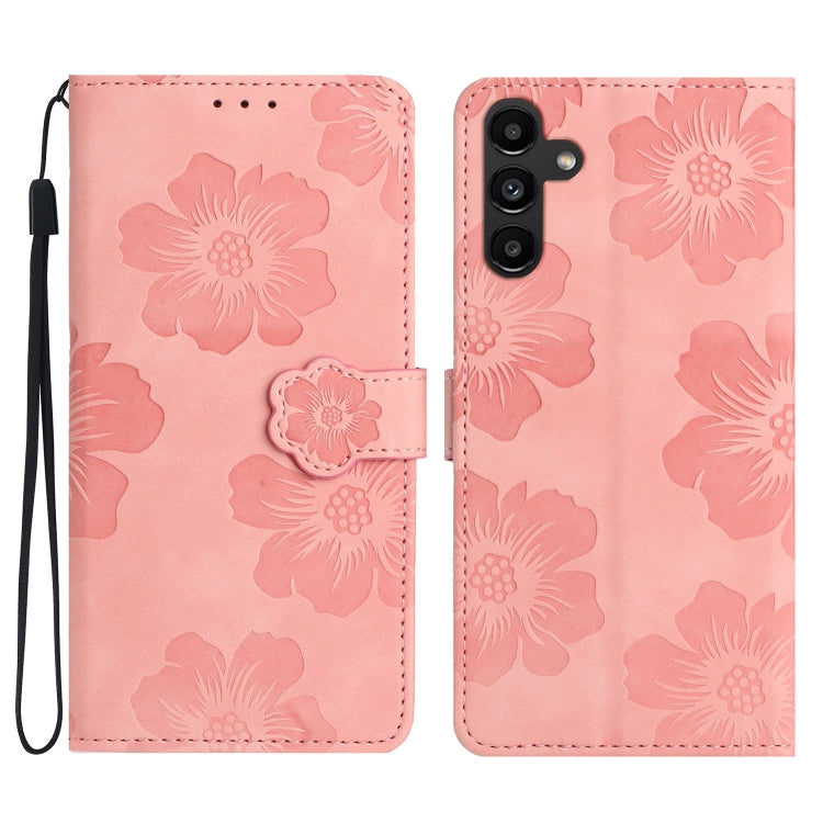 For Samsung Galaxy S25+ 5G Flower Embossing Pattern Leather Phone Case(Pink) - Galaxy S25+ 5G Cases by buy2fix | Online Shopping UK | buy2fix