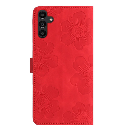 For Samsung Galaxy S25+ 5G Flower Embossing Pattern Leather Phone Case(Red) - Galaxy S25+ 5G Cases by buy2fix | Online Shopping UK | buy2fix